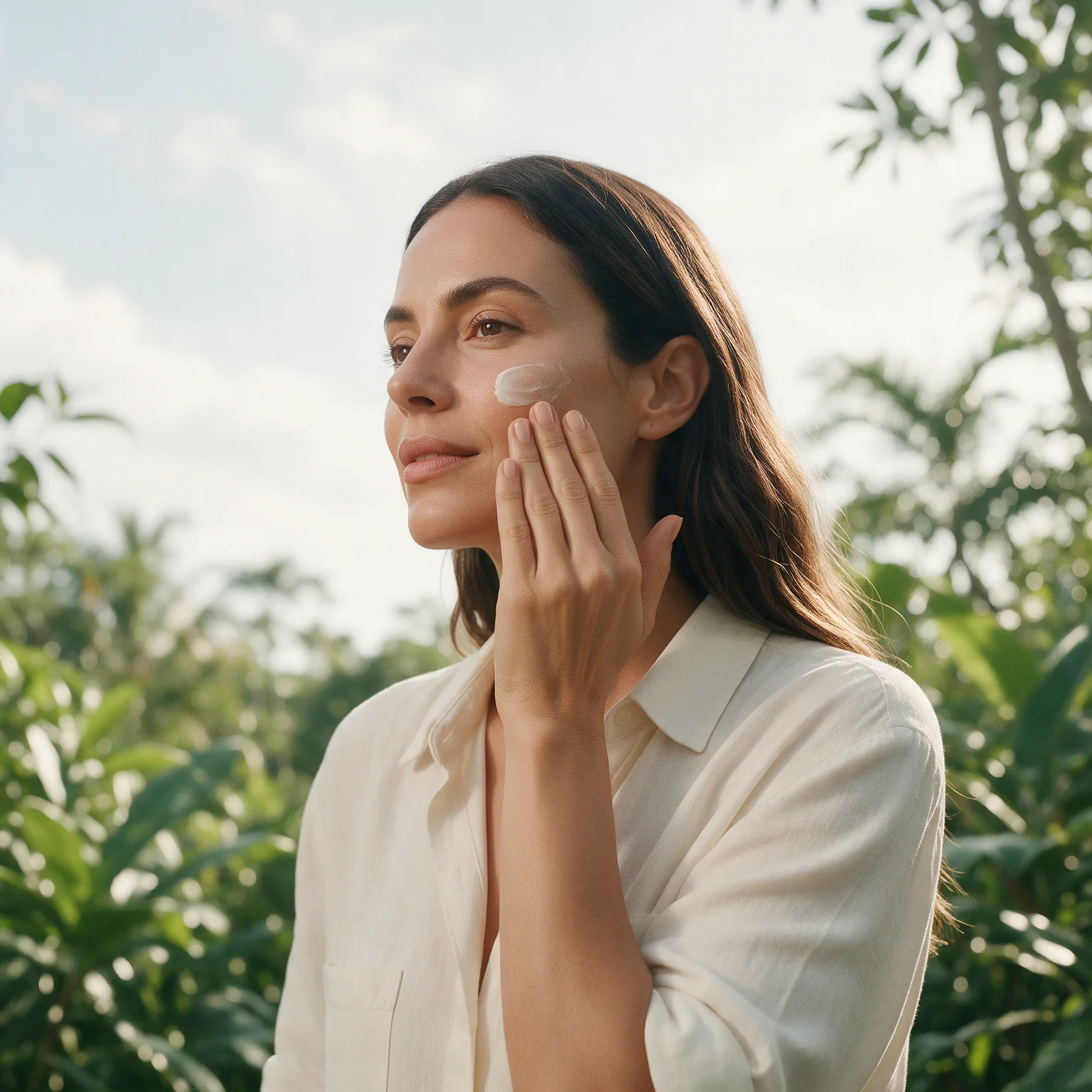 Aplicação de cuidado facial no protocolo Brisa